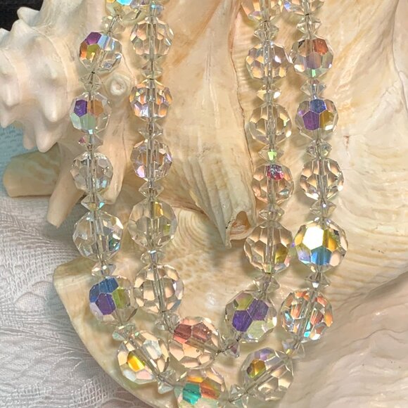Gorgeous Crystal Double Strung Vintage Necklace Elegant Beaded WOW! - Picture 4 of 10
